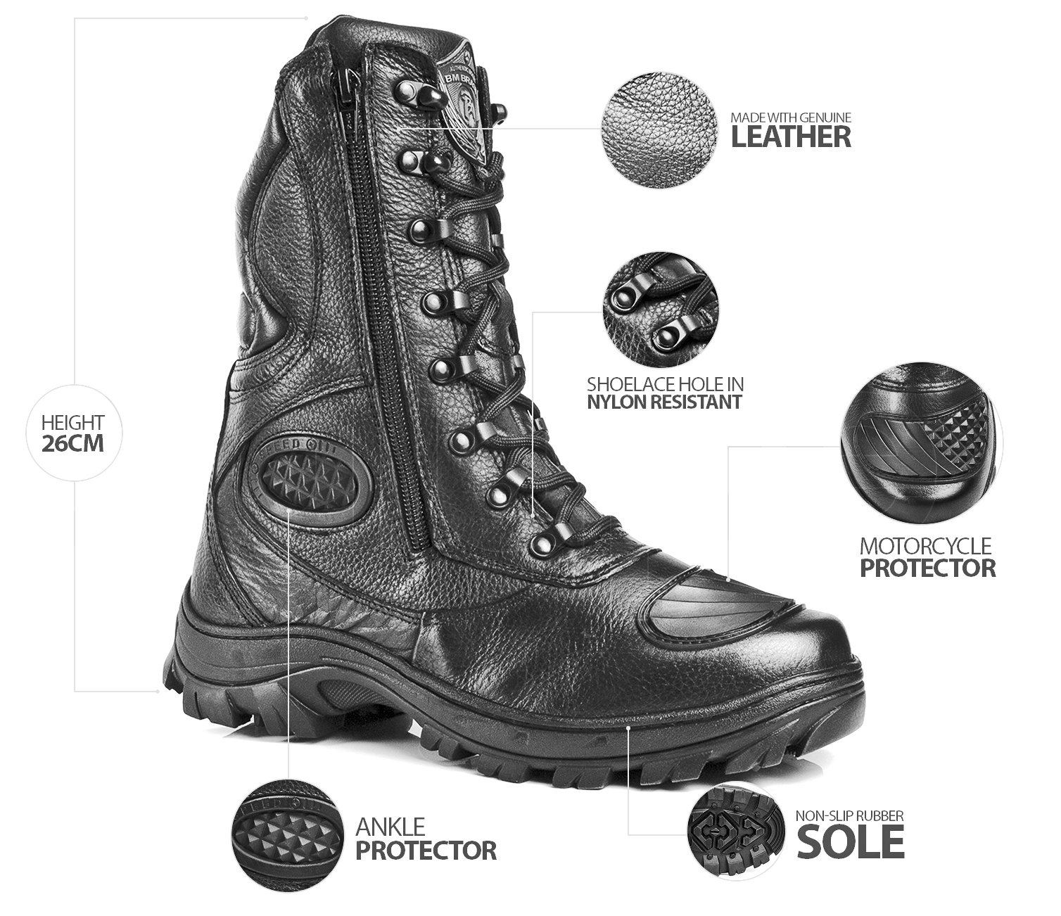 Combat Boots Tactical Black Leather with Zipper - Zalupe