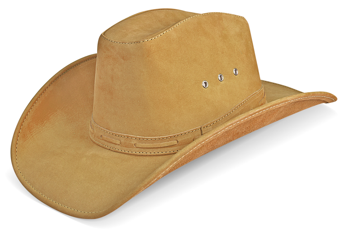 Cowboy Hat Western Ocher Real Leather for Mens and Womens American Country Man Style - Zalupe