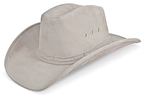 Cowboy Hat Western Gray Real Leather for Mens and Womens American Country Man Style - Zalupe