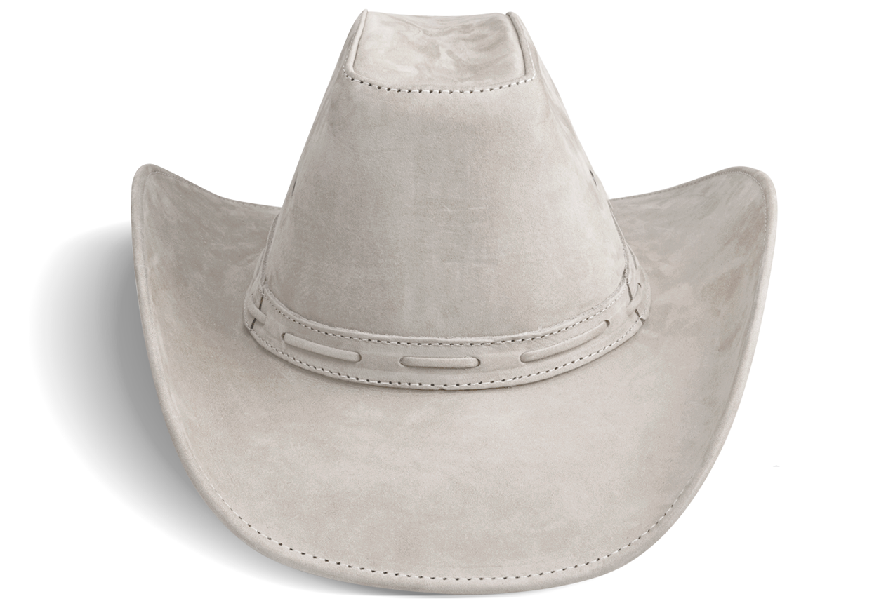 Cowboy Hat Western Gray Real Leather for Mens and Womens American Country Man Style - Zalupe