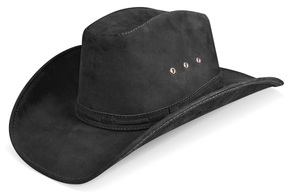 Cowboy Hat Western Black Real Leather for Mens and Womens American Country Man Style - Zalupe