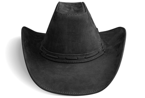 Cowboy Hat Western Black Real Leather for Mens and Womens American Country Man Style - Zalupe