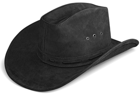 Cowboy Hat Western Black Real Leather for Mens and Womens American Country Man Style - Zalupe