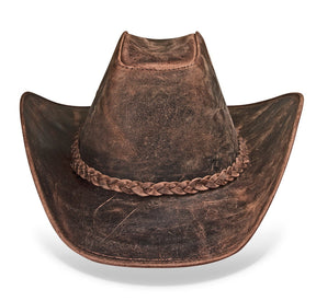 Cowboy Hat Vintage Brown Leather American - Zalupe