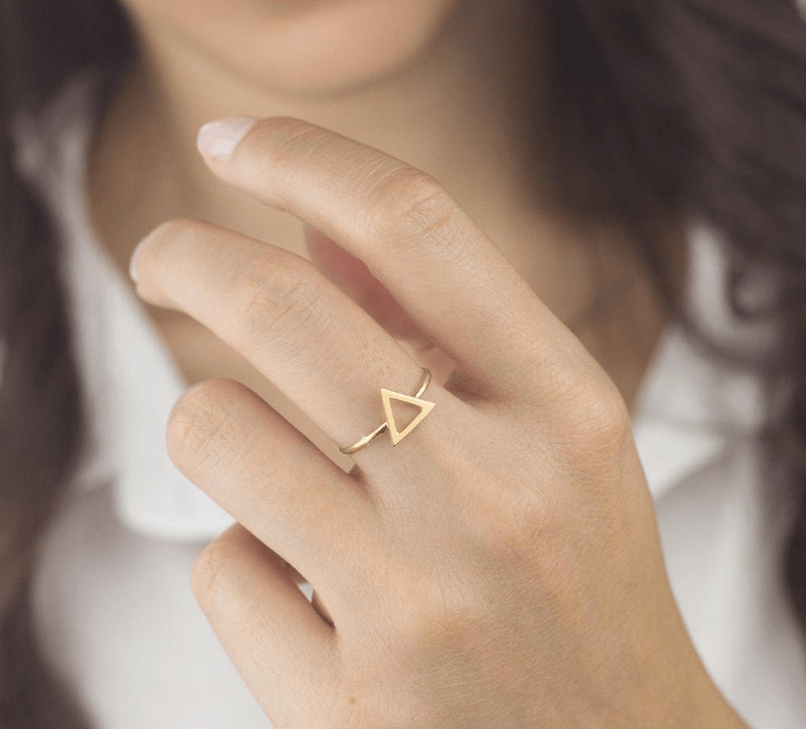 18k Yellow Gold Ring Alliance Jewelry Luxury for Womens Pyramid Edition - Zalupe