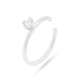 Nose Ring with Diamond and 18K Solid White Gold 20 Gauge Hoop for Mens and Womens - Zalupe
