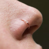 Nose Ring Diamond and 18k Solid Rose Gold Hoop 22g Jewelry - Zalupe