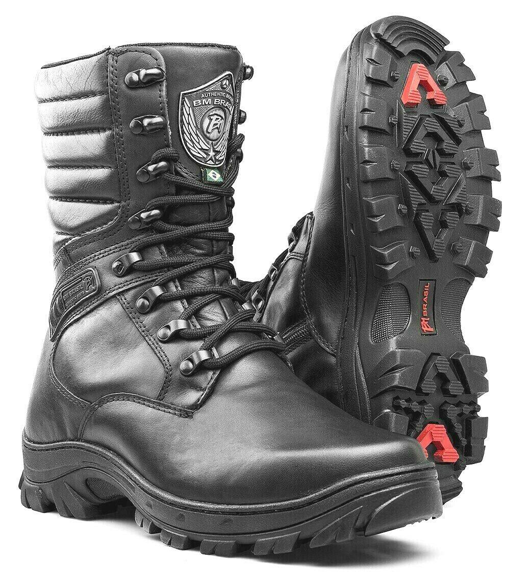 Tactical Boots Black Military Leather Outdoor Combat Zipper - Zalupe