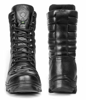 Tactical Boots Black Leather Motorcycle Lace Up Military Combat - Zalupe