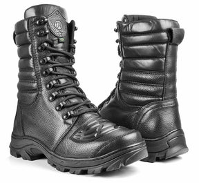 Tactical Boots Black Leather Motorcycle Lace Up Military Combat - Zalupe