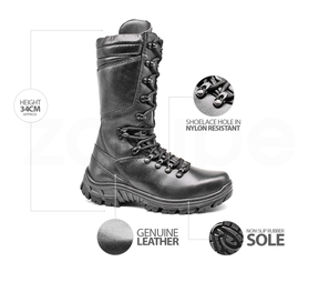 Tactical Boots Black Leather Military Outdoor Combat - Zalupe