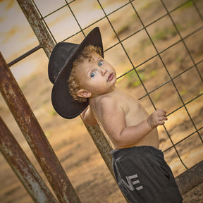 Kids Cowboy Hat Dark Brown Leather Outback Western - Zalupe